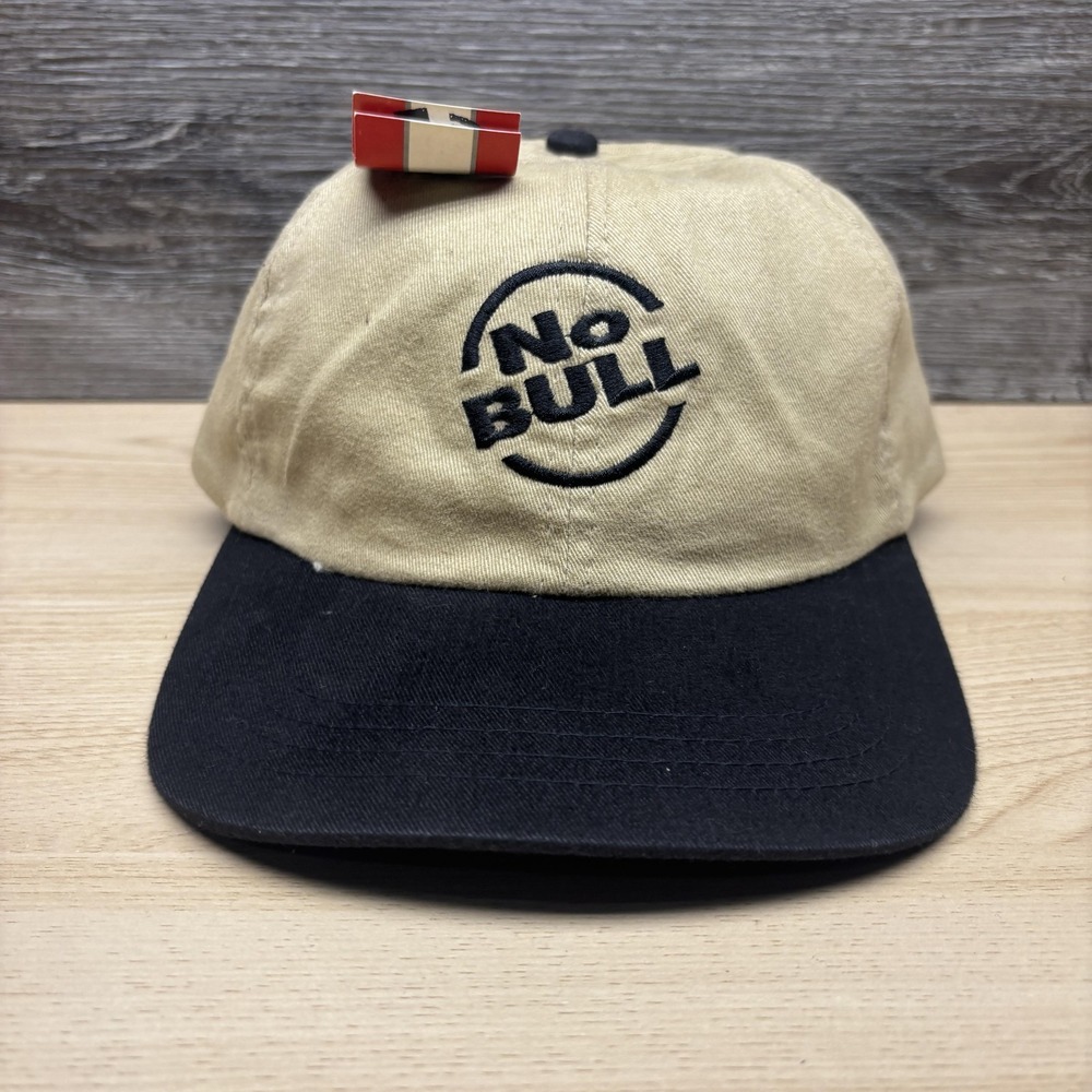 Vintage Winston No Bull Hat Cap Strap Back Tan‎ Black Advertising Tobacco 90s